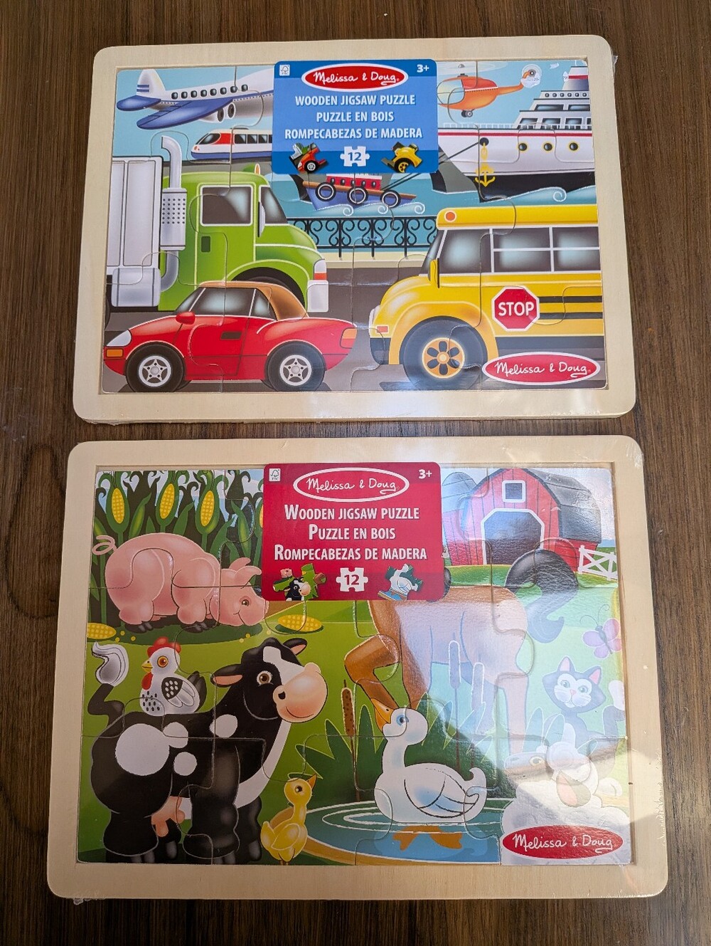 NWT Melissa & Doug Bundle Set Wooden Jigsaw Puzzle 12 Pieces